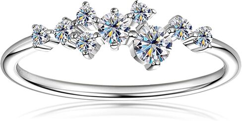 Rings for Women 9 Stone Moissanite Gypsophila S925 Silver Gold Plated Rings 0.3CT VVS1 Moissanite Diamond Christmas Birthday Anniversary Alentine's Day Trendy Jewelry for Women in Saudi Arabia