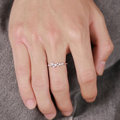 Rings for Women 9 Stone Moissanite Gypsophila S925 Silver Gold Plated Rings 0.3CT VVS1 Moissanite Diamond Christmas Birthday Anniversary Alentine's Day Trendy Jewelry for Women in Saudi Arabia