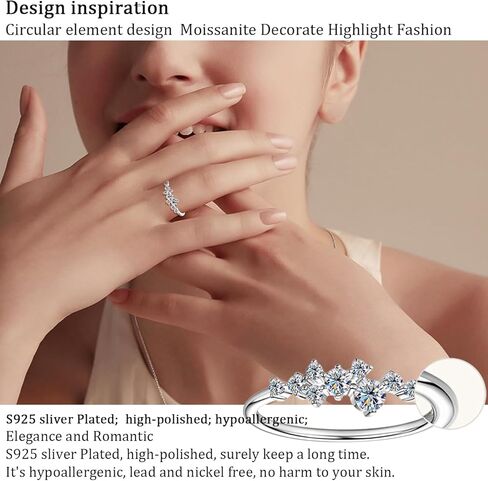 Rings for Women 9 Stone Moissanite Gypsophila S925 Silver Gold Plated Rings 0.3CT VVS1 Moissanite Diamond Christmas Birthday Anniversary Alentine's Day Trendy Jewelry for Women in Saudi Arabia
