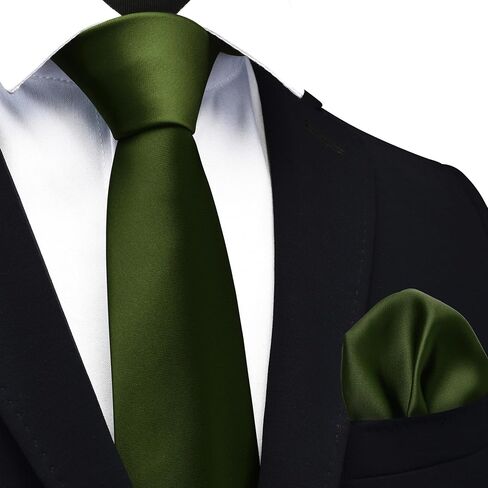 GUSLESON 3.15"（8cm） Mens Tie Set Solid Pure Color Necktie and Pocket Square Set in Gift Box in Saudi Arabia