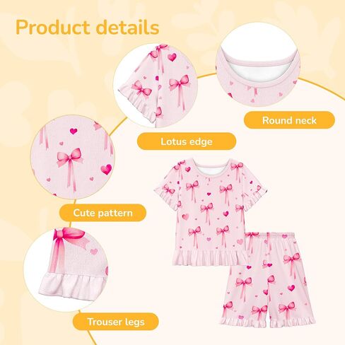 LQSZ Girls Pajamas مجموعة الصيف طفل الأميرة PJS الأكمام القصيرة ملابس النوم للأطفال الصغار 3-10 سنوات in Kuwait