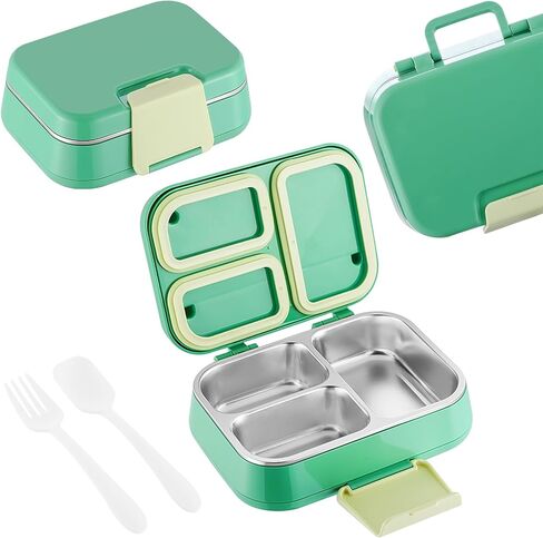 الفولاذ المقاوم للصدأ تسرب تسرب Bento Box Kids ، Bento Box Kids Kids Leakproof Double Layer 3 Compartment Container 304 Box Stainless Steel Fox للمدرسة والمكتب (أحمر) in Kuwait