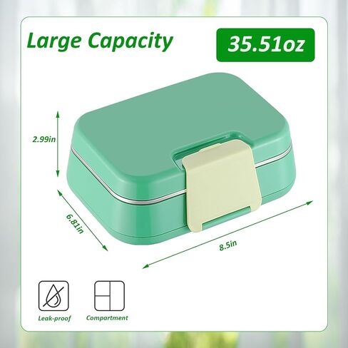 الفولاذ المقاوم للصدأ تسرب تسرب Bento Box Kids ، Bento Box Kids Kids Leakproof Double Layer 3 Compartment Container 304 Box Stainless Steel Fox للمدرسة والمكتب (أحمر) in Kuwait