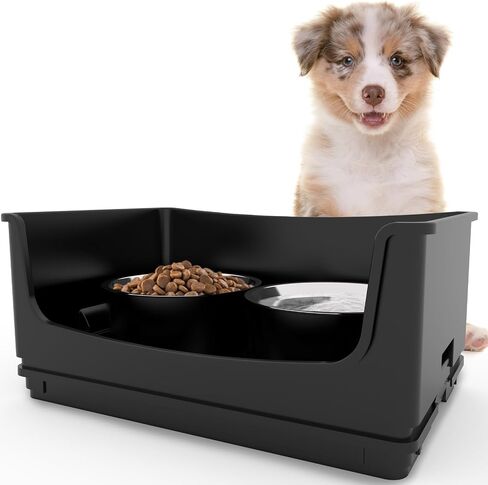 Mess Proof Dog Bowls, No Mess Dog Food and Water Bowl Set, No Spill Edge Pet Feeder with 2 Stainless Steel Bowls for Small and Medium Dogs in Saudi Arabia