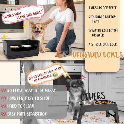 Mess Proof Dog Bowls, No Mess Dog Food and Water Bowl Set, No Spill Edge Pet Feeder with 2 Stainless Steel Bowls for Small and Medium Dogs in Saudi Arabia