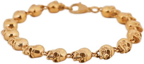 HAQUIL Stainless Steel Skull Bead Linked Strand Bracelet for Men and Women, Gothic Punk Rock Biker Skull Jewelry Gift in Kuwait