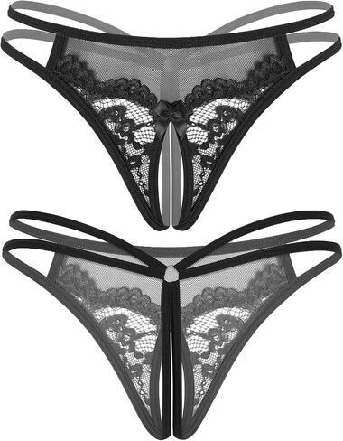 ملخصات دانتيل من Avidlove Women Lace Lace Mesh Mesh Hollow Out G-String Thongs T-Back inflear 1-4 Pack in Kuwait