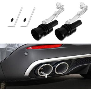 2PCS Turbo Sound Whistle Simulator, Car Turbo Whistle Car, Aluminum Alloy Universal Turbo Sound Exhaust Muffler Pipe Whistle, Automotive Replacement Exhaust Mufflers Fit Car Truck (Black) in Kuwait