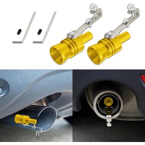 2PCS Turbo Sound Whistle Simulator, Car Turbo Whistle Car, Aluminum Alloy Universal Turbo Sound Exhaust Muffler Pipe Whistle, Automotive Replacement Exhaust Mufflers Fit Car Truck (Black)