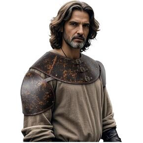 L'VOW Medieval Leather Pauldron - Men's Viking Shoulder Armor, Hallorween Ren Faire Knight Cosplay Viking LARP Accessories