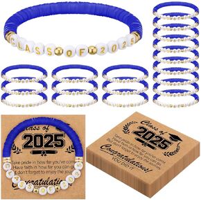20 Set Blue Class of 2025 Bracelets Bulk End of Year Graduation Gifts to Student from Teacher 2025 Congrats Grad Senior Night Gifts 20 Graduation Cards for Her and Him 5th Senior High School College