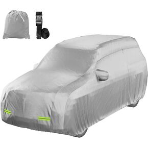 Mockins 190 "x75" x72 "غطاء سيارة سيارات الدفع الرباعي متوسطة الحجم | 150D Oxford Polyester Fabric Car Cover Tarp Tarp | أغطية خارجية مقاومة للماء وخارجها مع العاكسات ، حزام مشبك وتخزين