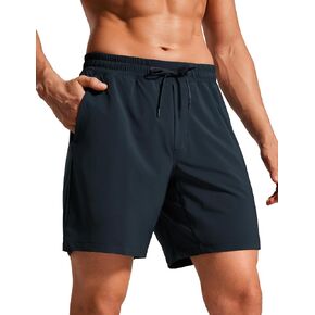 CRZ YOGA Mens Swim Trunks 7'' Quick Dry Mesh Lining Athletic Casual Swimwear Shorts with Zipper Pockets