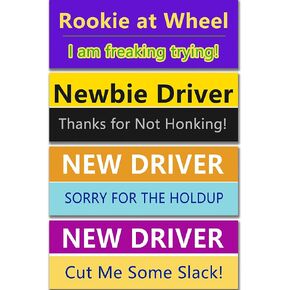 LogFaadCoi 4-Pack 'New Driver' Reflective Magnetic Signs - Removable Safety Warning Bumper Stickers for Cars, Large Size, Durable for Novice & Student Drivers in Saudi Arabia