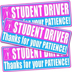Sukh 3 PCS Magnets Student Driver - مغناطيس سائق جديد للسيارة مضحكة ملصقات ممغنطة عاكسة لطيف عاكس علامات لقيادة المراهقين