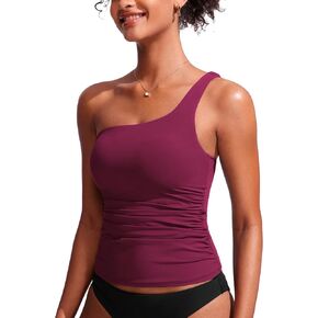 CRZ Yoga One -Counter Tankini Tops for Women Ruched Bathing Suits Tummy Control Swimsuitual