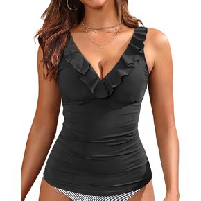 إغراء لي نساء البطن Tankini TOP - V بدلة السباحة الرقبة انقلبت على أعلى سباحة فقط 2025