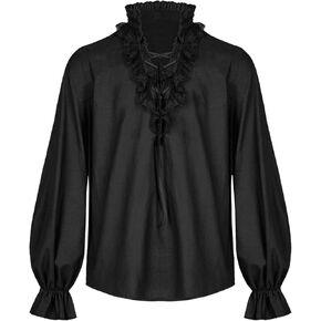 رونكاتي رجال القراصنة القراصنة الدانتيل عصر النهضة في العصور الوسطى قميص شاعر مصاص الدماء القوطية steampunk الفيكتوري in Kuwait