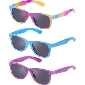 obmwang 3 Pack Kids Sunglasses Girls Princess Glitter Sunglasses for Toddler Girls Cute Glasses UV 400 Protection