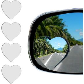 4Pack Heart Blind Spot Mirrors, Heart Shaped Wide Angle Convex Rearview Side Mirrors, Cute Frameless Stick-On Car Accessories for Women, SUVs, and Trucks