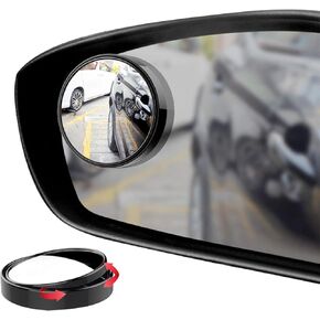 Ampper 2 "Round Round Spot Mirror ، 360 درجة تعديل الزجاج HD HD و ABS الإسكان مرآة Round Round Round On Car (Black ، حزمة 2)