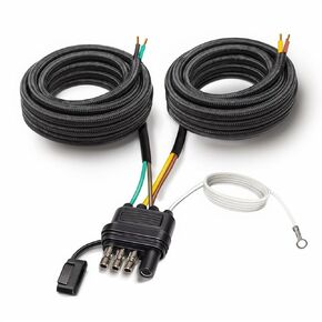 4 Pin 5 Wire Trailer Wiring Harness, 22FT Trailer Wiring Harness Kit, Boat Trailer Wiring Harness, 5 Wire 4 Pin Flat Trailer Connector, for Connection of Tail Lights, Brake Lights and Turn Signals