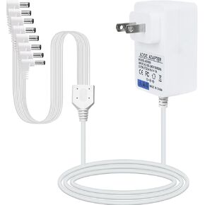 محول الطاقة AC/DC 4.5V متوافق مع محول الطاقة المضاءة AC DC Lemax لعيد الميلاد في عيد الميلاد القرية القرية المصغرة زخرفة (أبيض ، 8 مخرجات ، بيند)