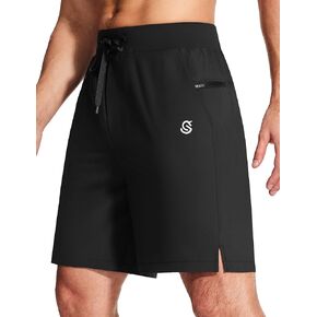 Mens Athletic Workout Gym Shorts 7 Inch Inseam Running Sweat Sport Shorts for Men with Zipper Pockets