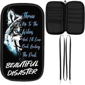 Wolf Black Multivers Passport Holder للعائلة ، محفظة جواز سفر السفر RFID حظر ماء حقيبة مقاومة للماء مع حزام مع الأسرة ، حامل جواز سفر عائلي لمدة 8 إلى 10