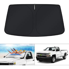 KUST مخصص FIT Windshield Sun Shade for 2019-2024 2025 Chevrolet/Chevy Silverado 1500 Associory ، CREW CAB ، Double CAB 2DR 4DR WINDOW SUND SUN VISOR COLLABLE COLLS UV RAYS