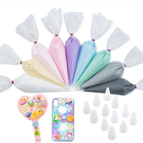 Decoden Cream 9pcs 100g غراء كريمة مخفوقة ، مجموعة فك التشفير ، صقيع المزيج المزيج المزيف مع أكياس الأنابيب للحرف اليدوية ومشاريع DIY (مجموعة الباستيل)