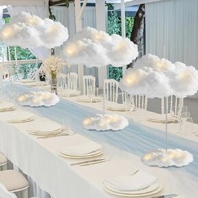 Wettarn 3 مجموعة سحابة 3D Cloud LED DIY DIY دش الطفل السحابة الديكور معلق السحابة للسقف LED طقم السحابة المزيفة زخرفة السحابة الاصطناعية الدعامة لحفل الزفاف حفلات غرفة الزفاف