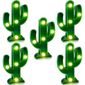 Turnmeon 3 قطعة ديكور الصبار LED صبار الخفيفة Cinco de Mayo Decorations ، Fiesta Mexican Party Decorations Green Cactus Light Table مصابيح غرفة نوم غرفة الطفل (4.72 × 2.76 بوصة)
