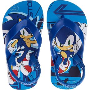 Josmo Sonic the Hedgehog Flip Flop Sandal Water Shoes - Beach Slides SlipOn Quick Dry Thong FlipFlops Sandals for Boys (5-10 Toddlers 11-12 Little Kids)