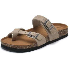 Torotto Boys Girls Sandals with Cork Footbed Adjustable Buckle Casual Flip Flops Sandals Open Toes Flat for Kids Toddler