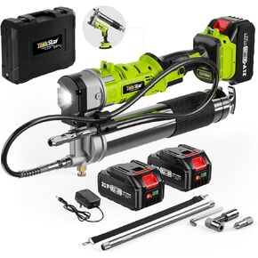 Electric Grease Gun Kit: 2025 Upgraded 2-in-1 Battery Powered Grease Gun with 2 * 4000mAh Batteries, 90 Degree Coupler Adapter, Efficient for Farmers, Equipment Operators and Homeowners
