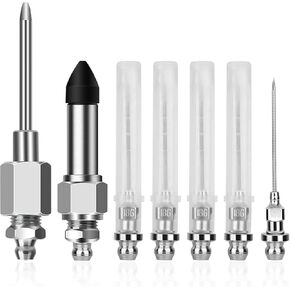طرف إبرة Grease Gun Tip Kit 7 PCS ، 5pc شحم إبرة الإبرة طرف الفم+ 1pc محول المطاط+ 1pc موزع إبرة الشحوم ، تحمل إكسسوارات أداة حاقن فوهة الإبرة المحملة للمساحات الضيقة