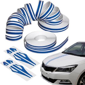 2 PCS Car Pinstripe Tape ، شرق شريط الأزرق الشريط ، 32.15 قدم PVC شارات الخط الشحوم ، ملصق جسم pinstripe ، ملصقات DIY للسباق العالمي لشاحنات السيارات (الأزرق)