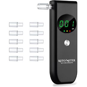 Breath Ketosis Meter [New Upgraded] High Accuracy Ketone Breath Monitors Analyzer Professional Ketosis Breath Tester for Ketosis Testing with 10 Mouthpieces - Monitor Your Ketosis Status