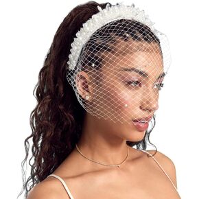 xo, Fetti Pearl Beaded Bridal Headband + Birdcage Veil | Bachelorette Party Hairpiece, Bridal Shower Accessory, Crystal Bridesmaid Gift, Wedding Headband, Engagement Accessory