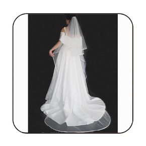 Latious Cathedral Bride Wedding Veils 2 Tier Bridal Veil Ribbon Edge Long Veils with Comb for Brides and Women (Ivory)