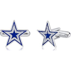 Star Cufflink 925 Sterling Silver Blue Cufflinks for Men Classic Wedding Cuff Rinks for Men