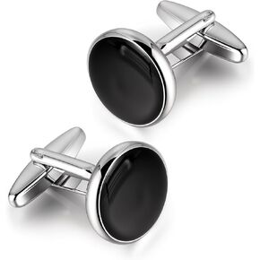 Cuff Links Mens, Classic Black Silver Cufflinks for Men, Elegant Men's Cuff Links for Business and Wedding, Copper Alloy Cufflinks, Mens Cufflinks for Formal Attire