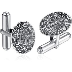 Admetus 925 Sterling Silver Zodiac Cufflinks Cofflinks حماية المجوهرات للرجال المناسبين لمختلف المناسبات (زوج واحد)