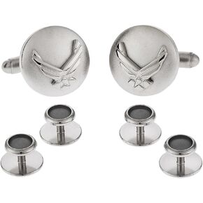 USAF Air Force Eagle Device Cufflinks and Studs Formal Set in Silver with Presentation Gift Box - Airforce Cufflinks Studs Tuxedo