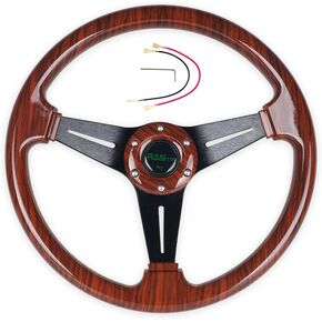 Rastp Walnut Wood Grain Trim Racing Wheel ، 13.8 ''/350mm 6 عجلة قيادة البراغي