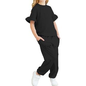 Jimonda Kids Girls Girls Thirt T-Shirt and Pants with with gobicets setting set 2 قطعة 4-13 سنة