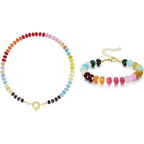 KissYan Beaded Gemstone Necklace, Gemstone Bracelet