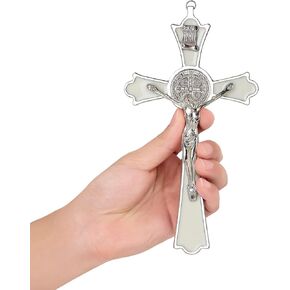 VINETEN Saint Benedict Enamel Crucifix - Crucifix Wall Cross Metal Wall Art-8 Inch Cross Give Blessing and The Spiritual Sacred:Faith Gift for your Acquaintances