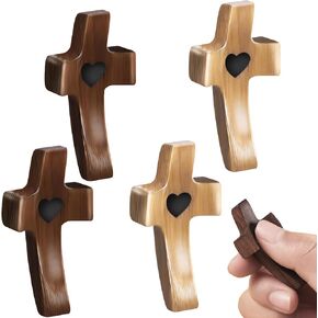 4pcs تململ الصليب الخشبي ، الصلبان الخشبية الصغيرة ، يعبر الخشب الصليب الصغير هدية عيد الأب المسيحيين للأطفال والكبار